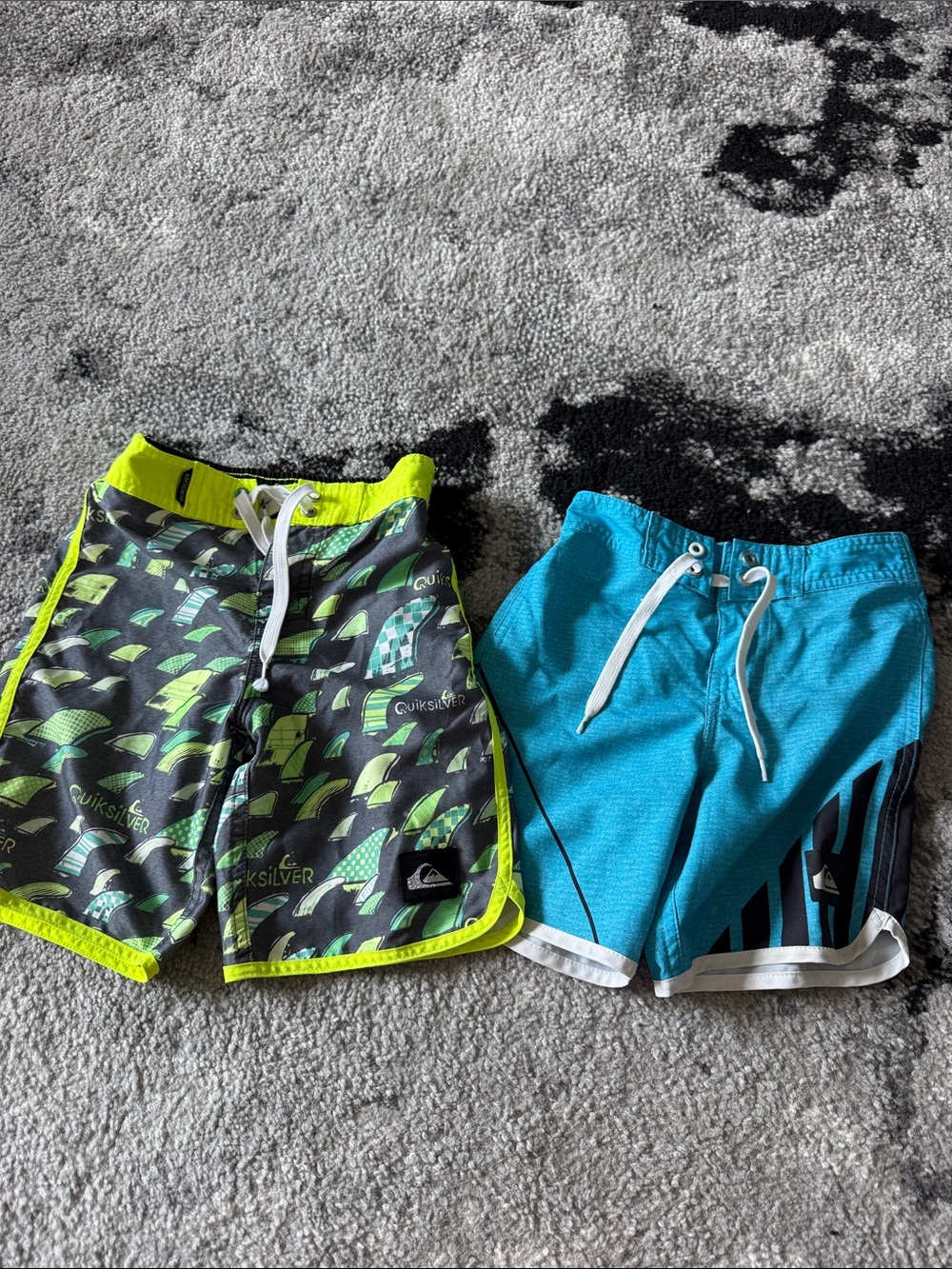 Quiksilver Neon Green & Teal Boys' Swim Shorts Set
